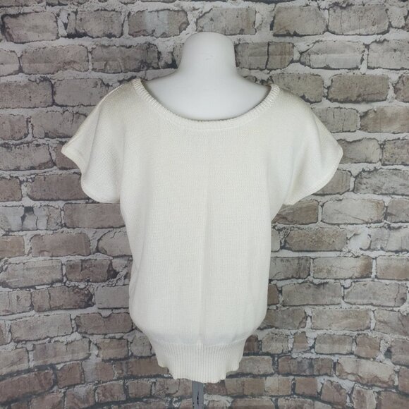 Vintage  80s Embroidered Abstract Line Art Scoop Neck Sweater Measures Medium - Picture 8 of 15